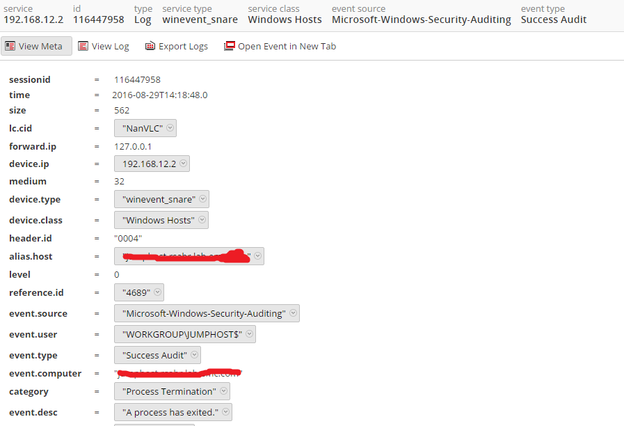 Windows SNARE Agent logs are not parsing with required meta in ...