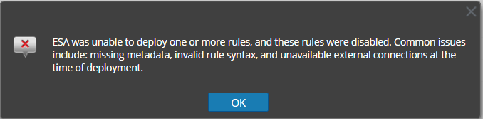Event Stream Analysis (ESA) rule is disabled after being deployed in ...