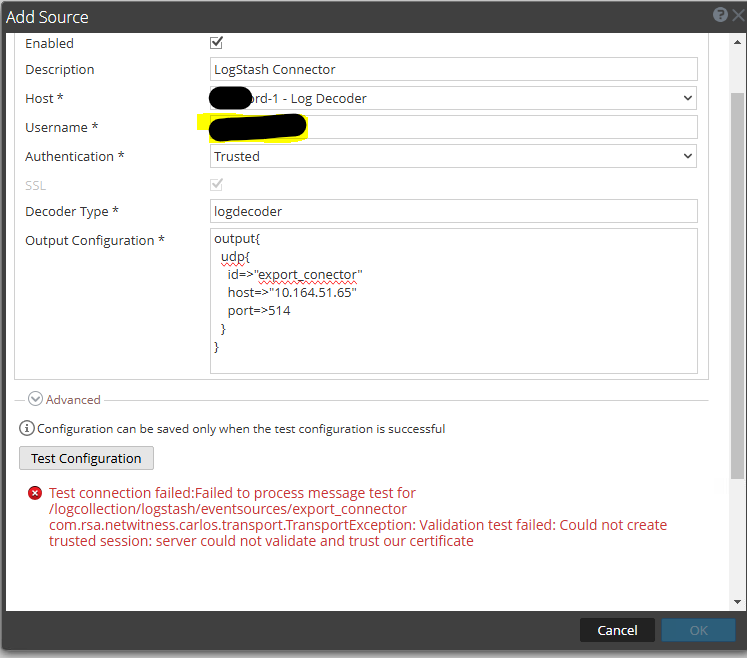 Export Connector Trusted Authentication Fails with "server could not ...