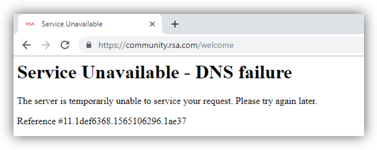 Service unavailable dns failure что это